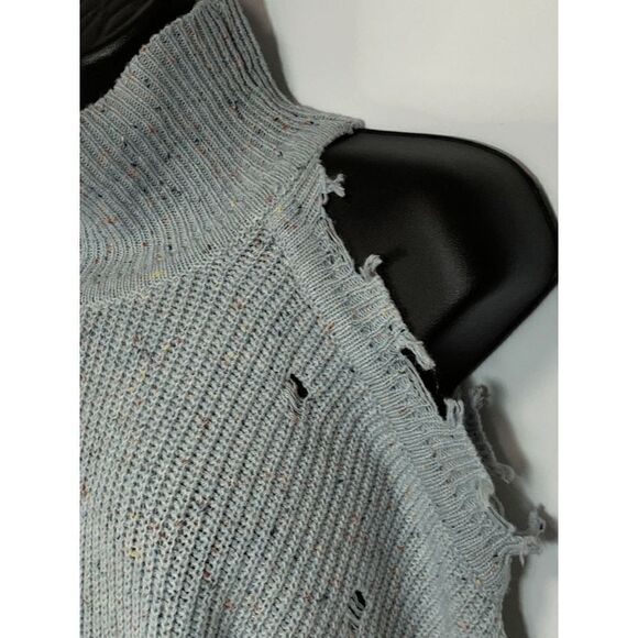 Zenana Distressed Mock Turtle Neck Knit Sweater - Picture 8 of 12